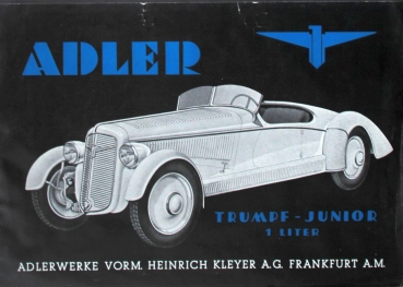 Adler Trumpf Junior 1 Litre Sport Modelprogram 1936 Carbrochure (8694)